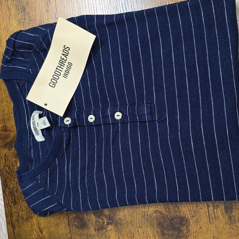 GoodThreads Striped Henley Tee - Picture 2 of 9